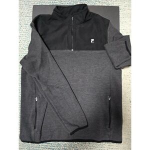 FILA Sport Men's 1/4 Zip Sweatshirt LG BlK Zippered Pockets Activewear LOW TO GO